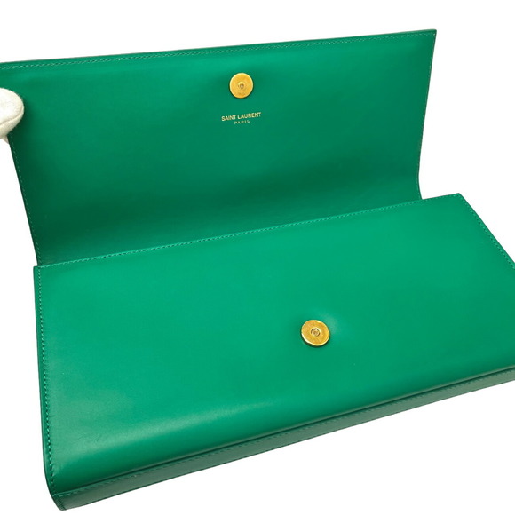 Saint Laurent Clutch Bag Leather Green - Picture 6 of 11